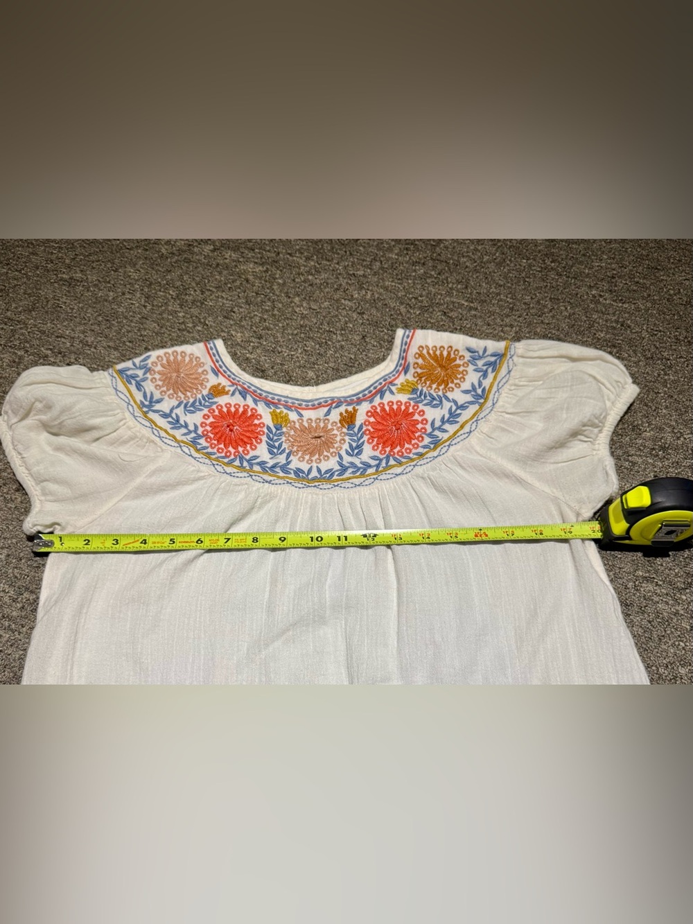 THML Cream Embroidered Puff-Sleeve Blouse with Red & Blue Floral Yoke - Picture 9 of 9